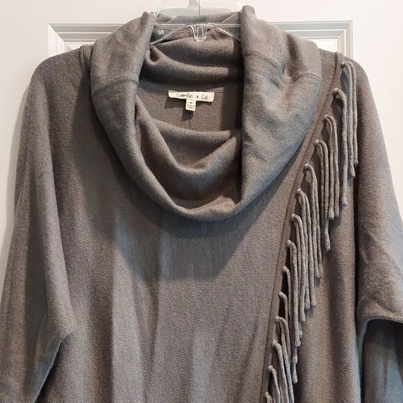 Camille & Co Gray Pull-over Fringed Sweater Women's Size M - Picture 2 of 9